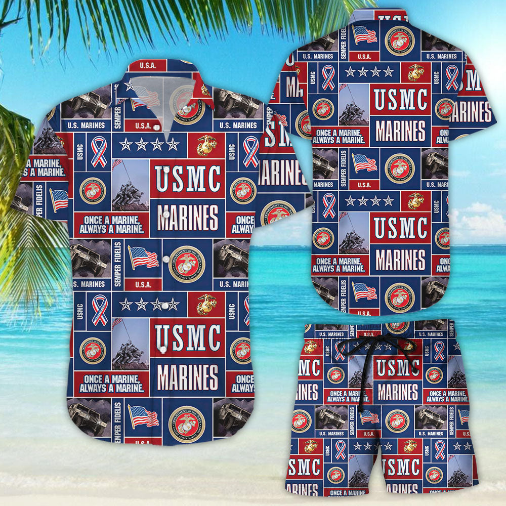 Veteran Usmc Once A Marine Always A Marine Hawaiian Shirts #Kv{Size}