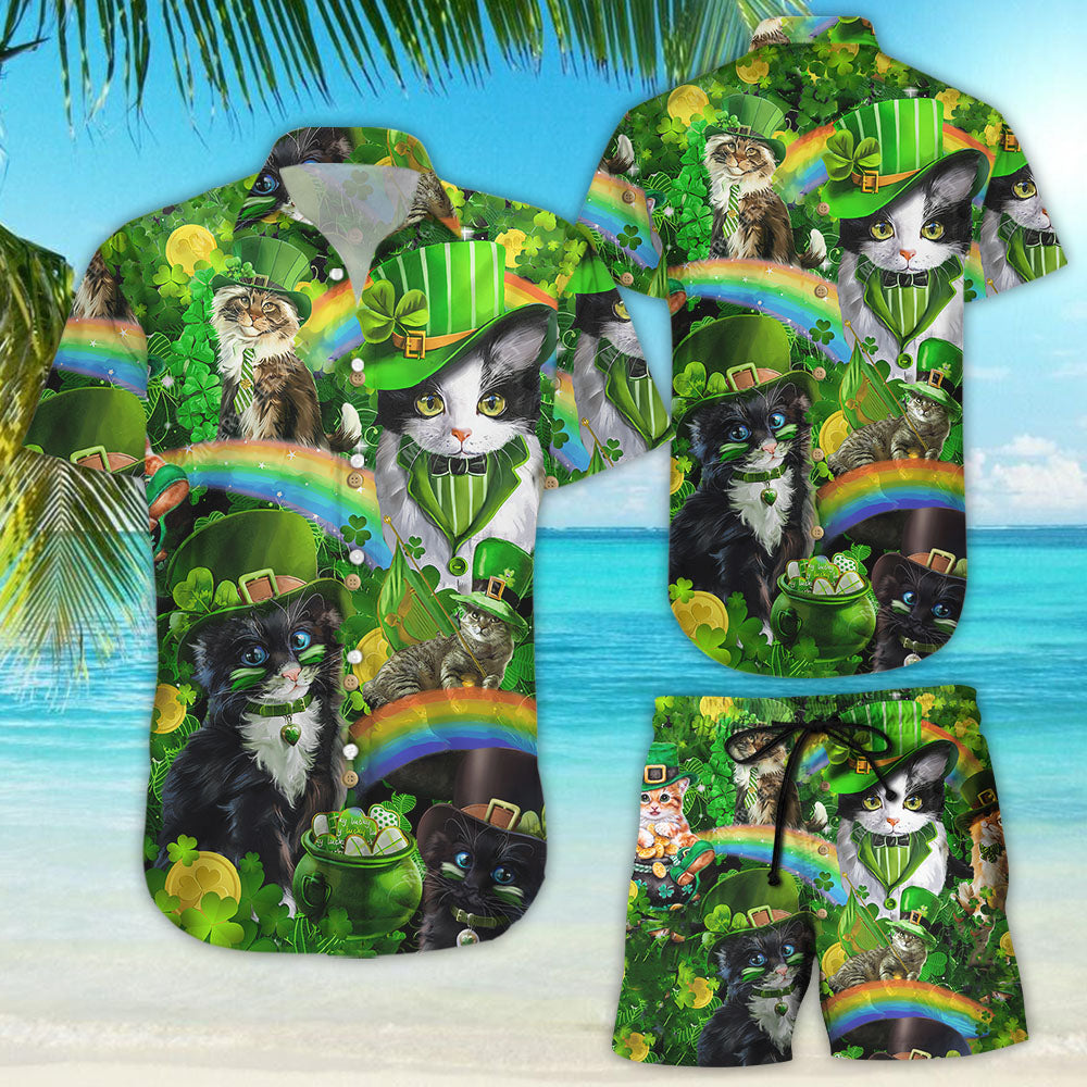 St Patrickâs Day Hawaiian Shirt - Irish Cats Hawaiian Shirt - Special Gift For Cat Lovers{Size}