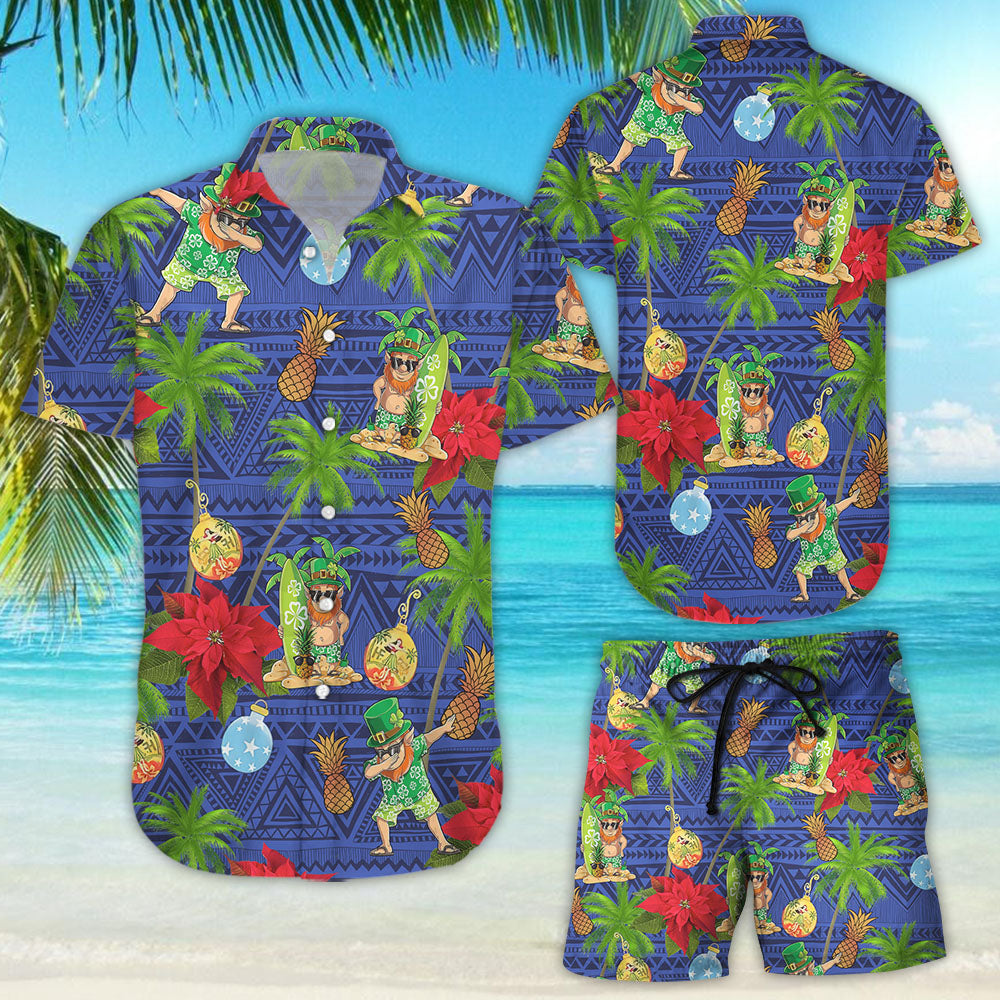 St Patrick's Day Hawaiian Shirt - Leprechaun Surfing Hawaii Shirt - Cute Beach Themed Gifts{Size}