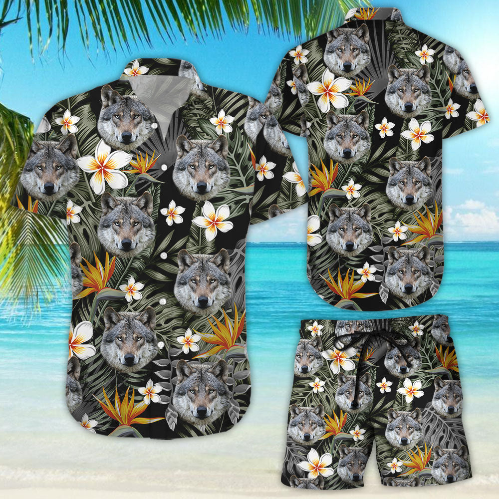 Wolf Shirt - Wolf Tropical With Flower Hawaiian Shirt - Special Gift For Wolf Lovers{Size}