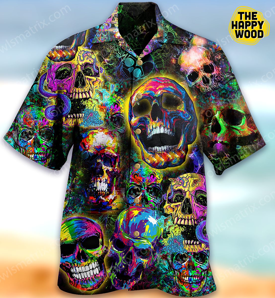 Skull Smiley Hawaiian Shirt Hawaii Beach Retro{Size}