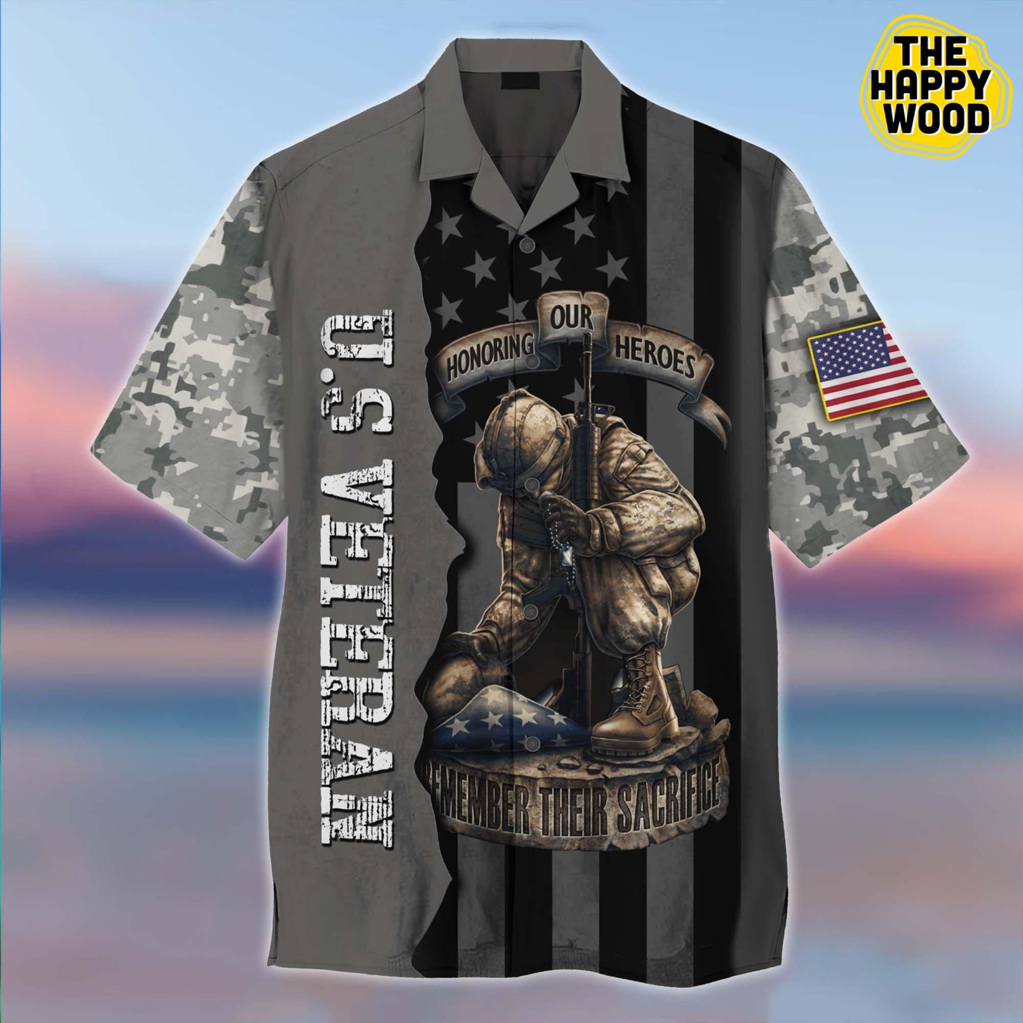 US Veteran Honoring Our Heroes Remember Their Sacrifice 3D Hawaiian Hawaii Shirt{Size}