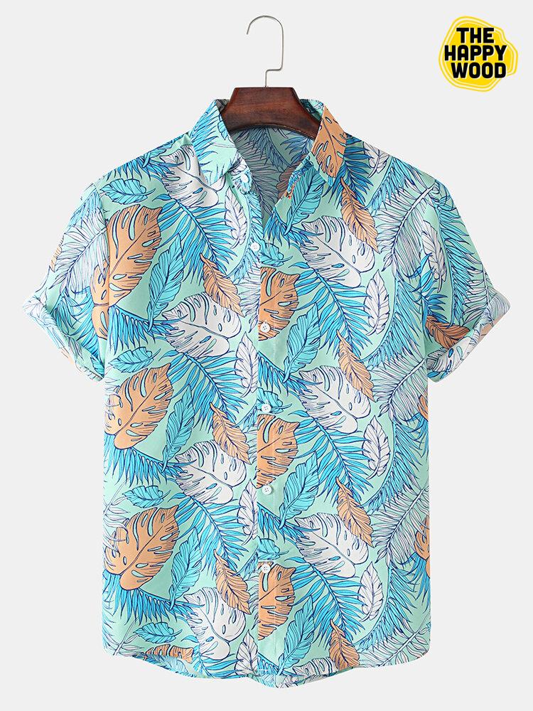 Tropical Leaf Print Hawaiian Hawaii Shirt{Size}