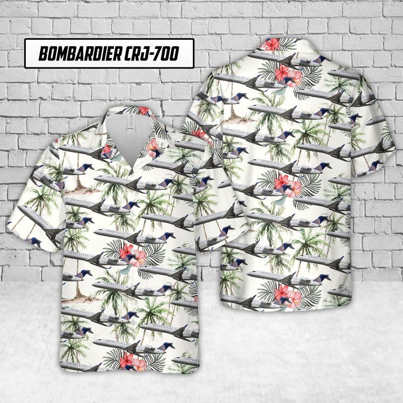 United Express Bombardier Hawaiian Shirt{Size}