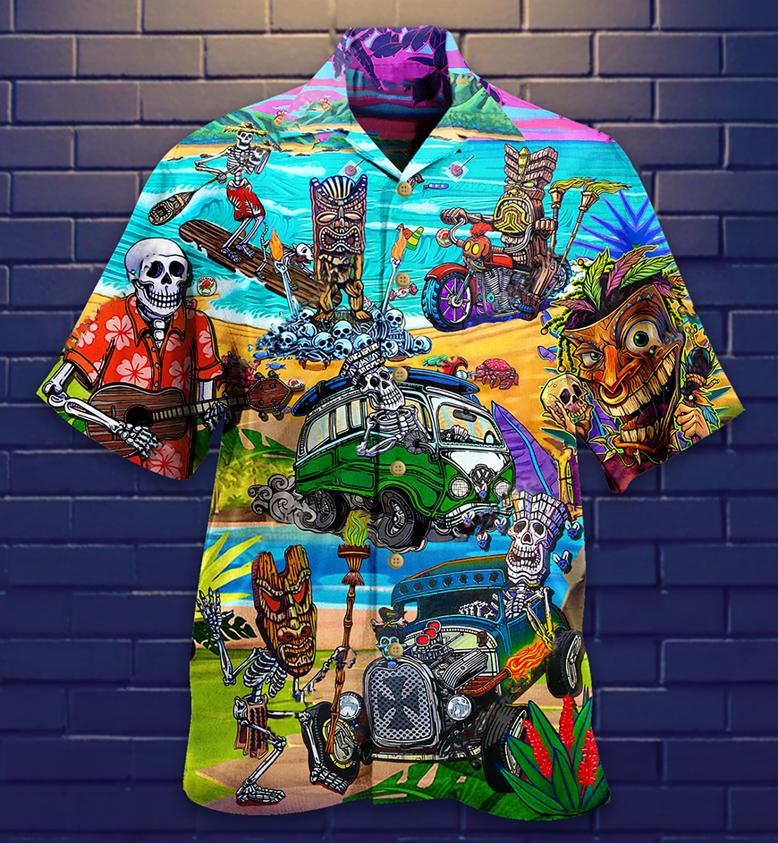 Tiki And Skull - Hawaiian Shirt{Size}