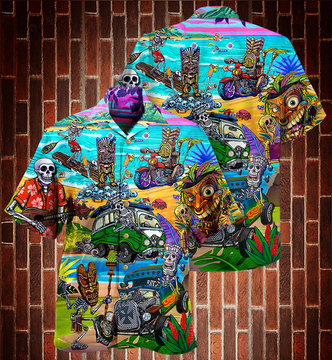 Tiki and skull hawaiian shirt â{Size}