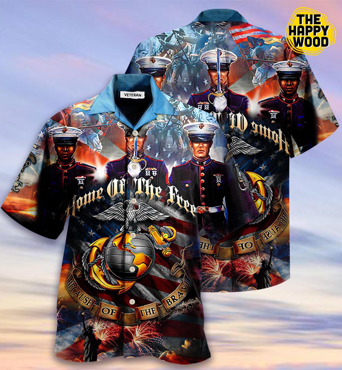 Veteran Home Of The Free 3D Hawaiian Hawaii Shirt{Size}