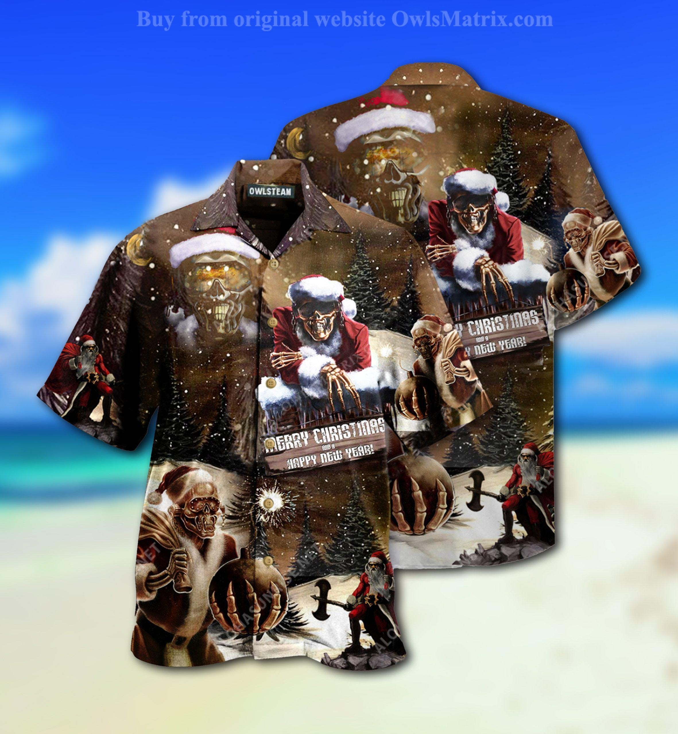 Skull Merry Xmas And Happy New Year Limited - Hawaiian Shirt{Size}