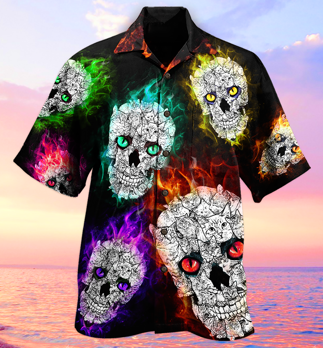 Skull Color Smile Say Hi - Hawaiian Shirt{Size}