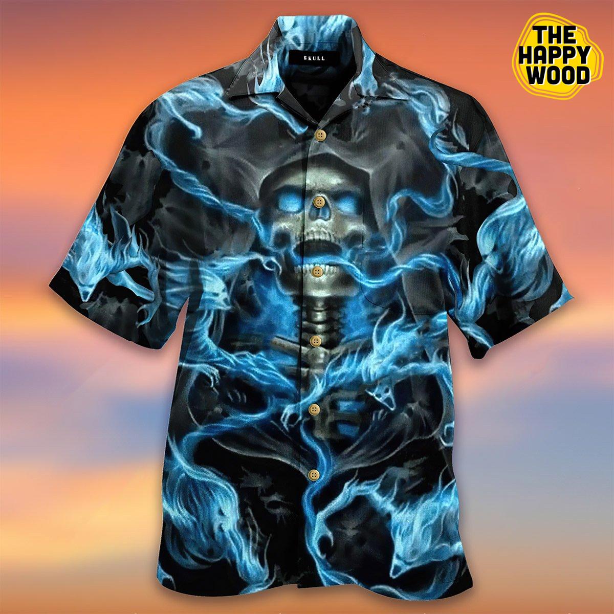 Skull Electric 3D Hawaiian Hawaii Shirt{Size}