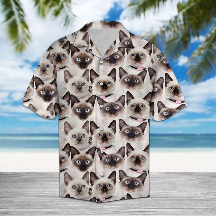 Thai Cat Awesome 3D Hawaiian Shirt For Men With Vibrant Colors And Textures{Size}