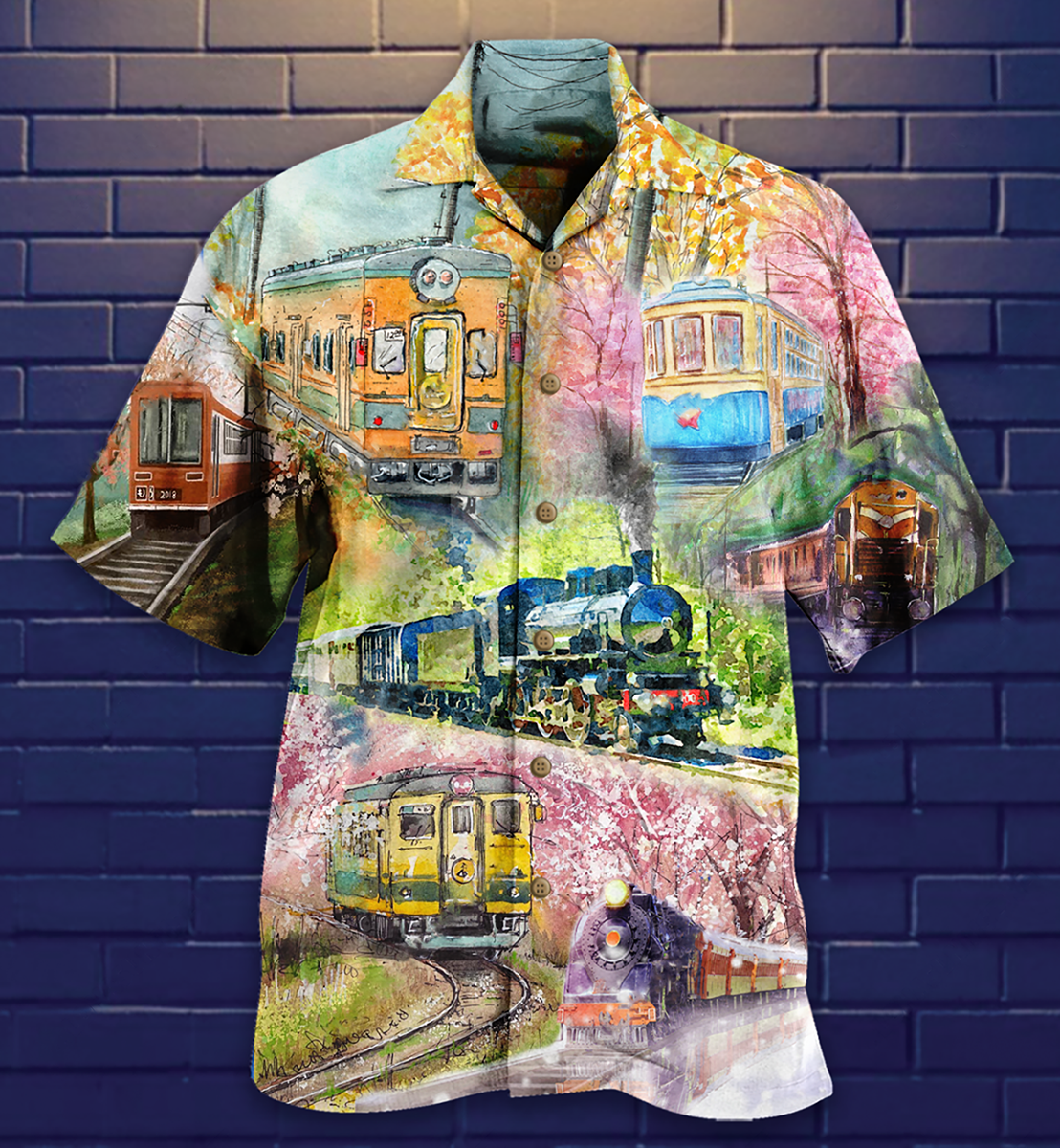 Train Love Flowers - Hawaiian Shirt{Size}