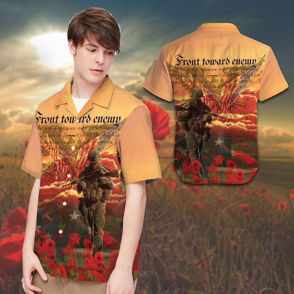 Veteran Front Toward Enemy Men Hawaiian Shirt{Size}