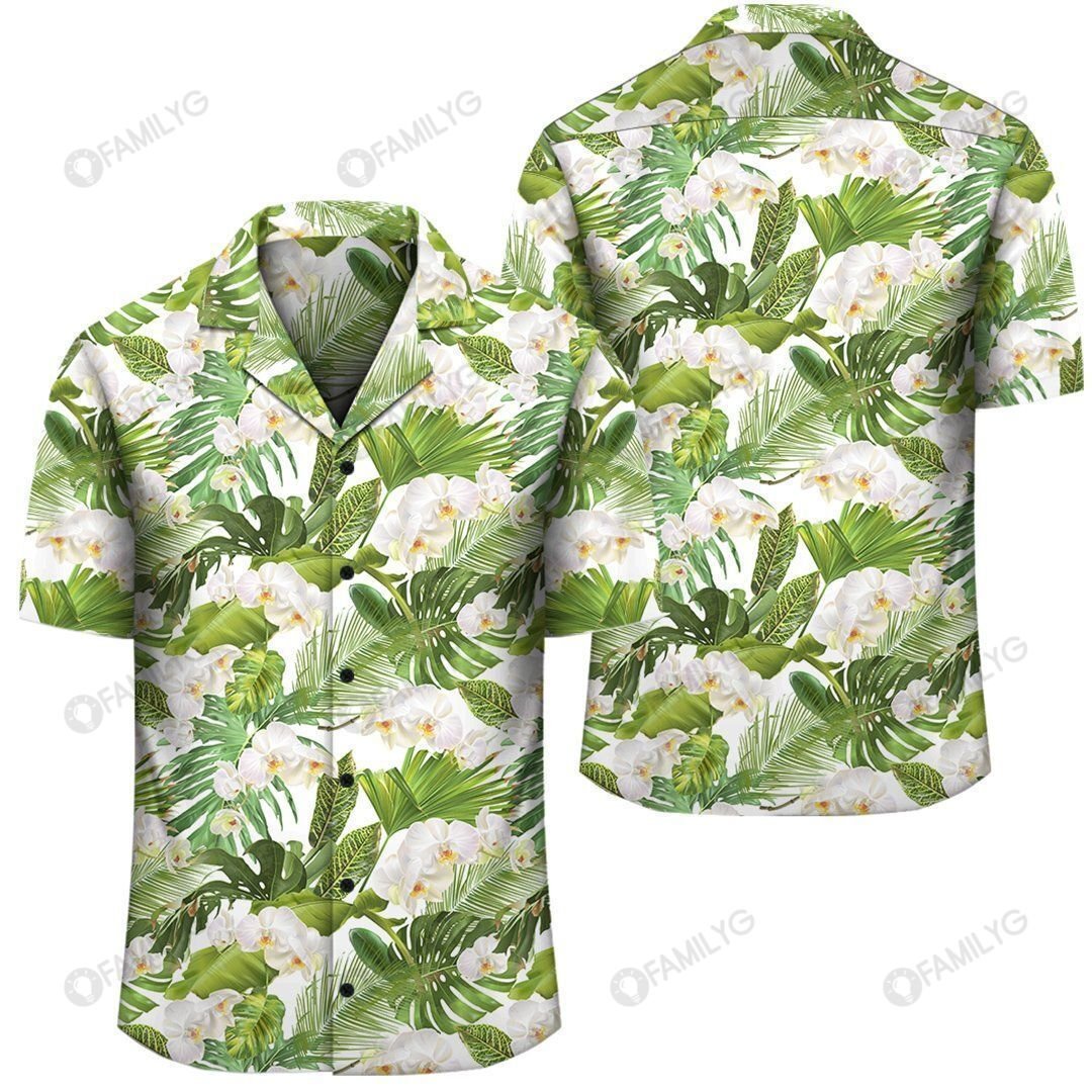 Tropical Plumeria White Hawaiian Shirt â AH â J1{Size}