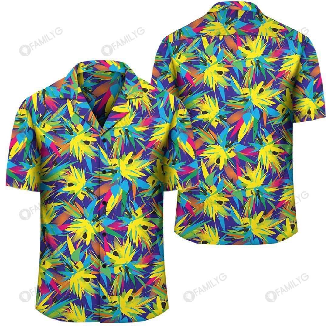 Tropical Pattern Mix Hawaiian Shirt â AH â J1{Size}