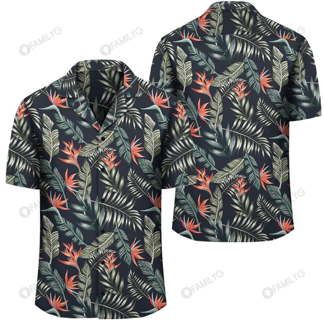 Tropical Strelitzia Black Hawaiian Shirt â AH â J1{Size}