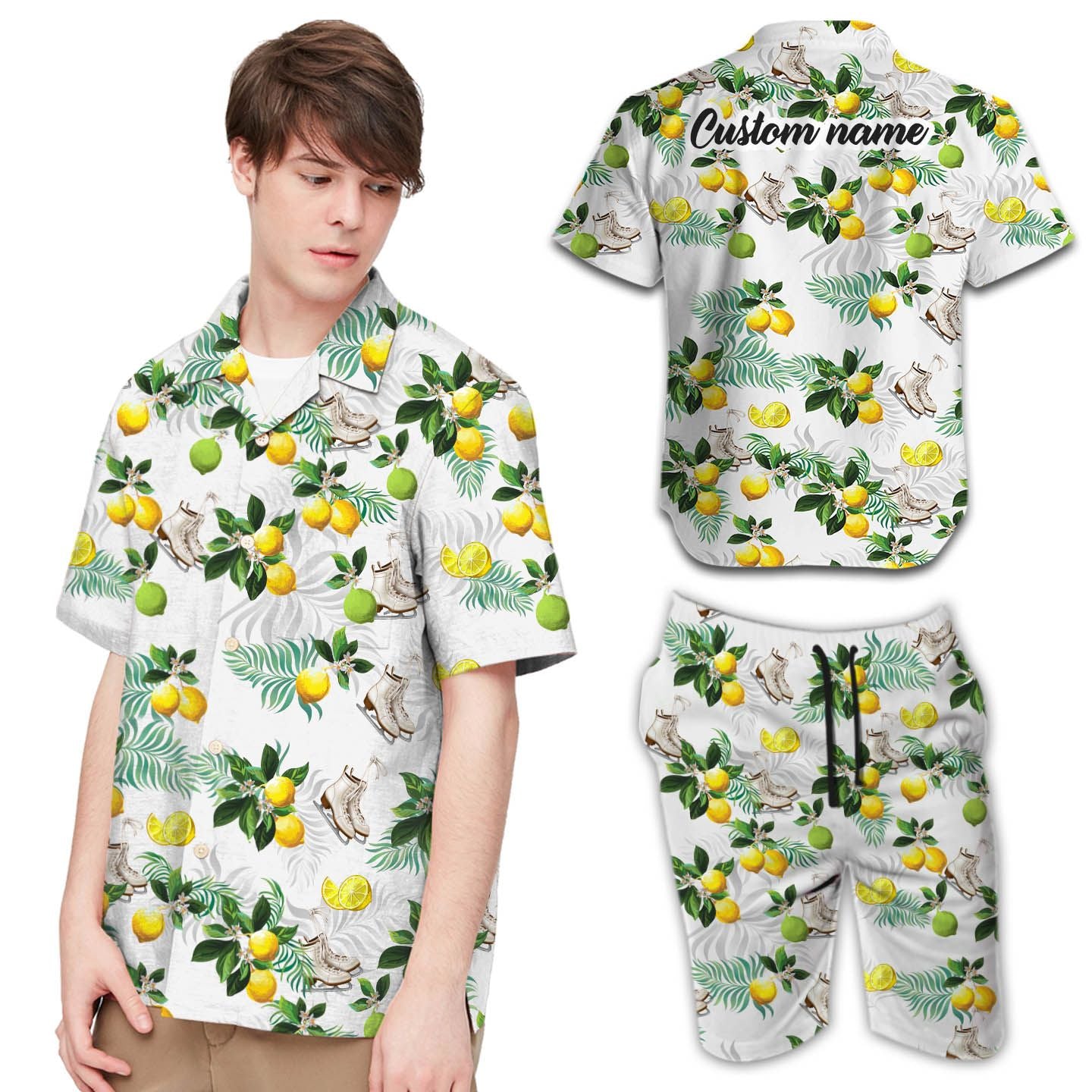 Skating Lemon Custom Name Men Hawaiian Shirts For Sports Lovers In Daily Life{Size}