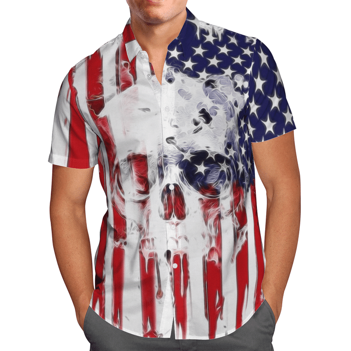 Skull American Flag Hawaiian Aloha Shirts{Size}