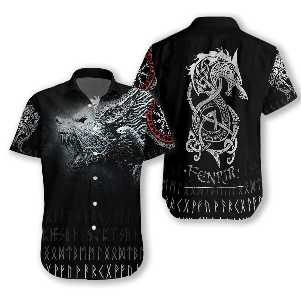 Vikings Fenrir Hawaiian Aloha Shirts #H{Size}