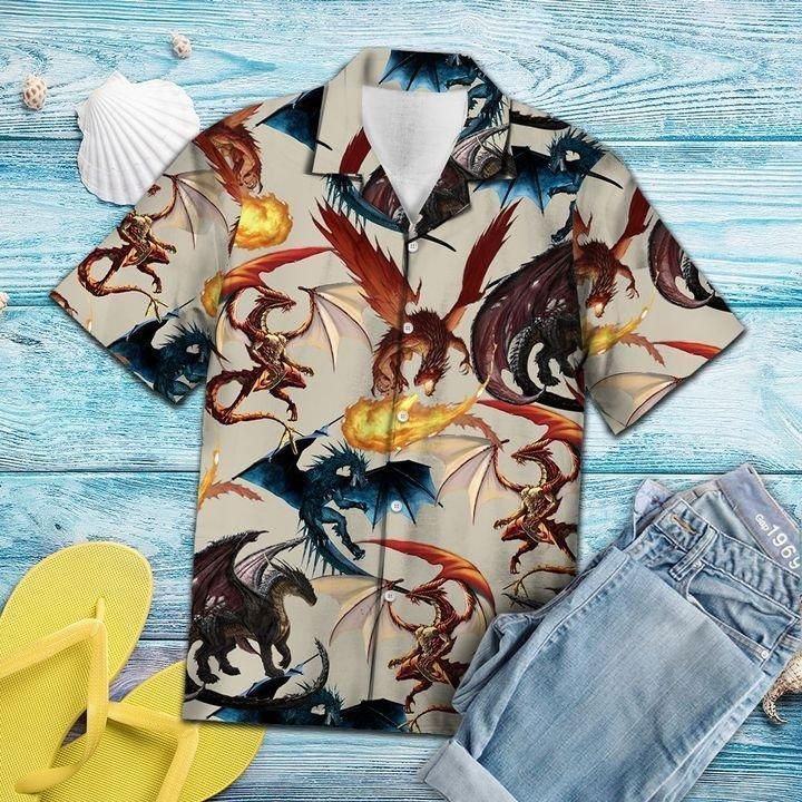 Vikings Dragon Hawaiian Shirt{Size}