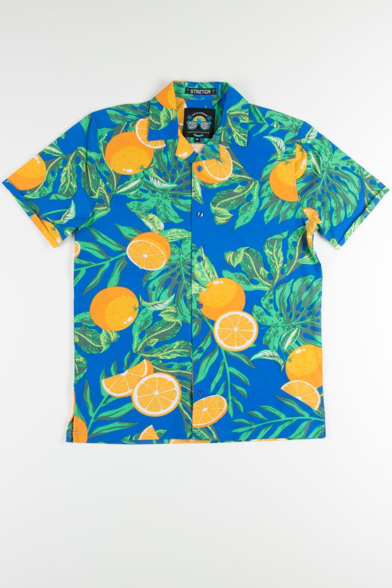 Tropical Fruits Orange Hawaiian Shirt{Size}