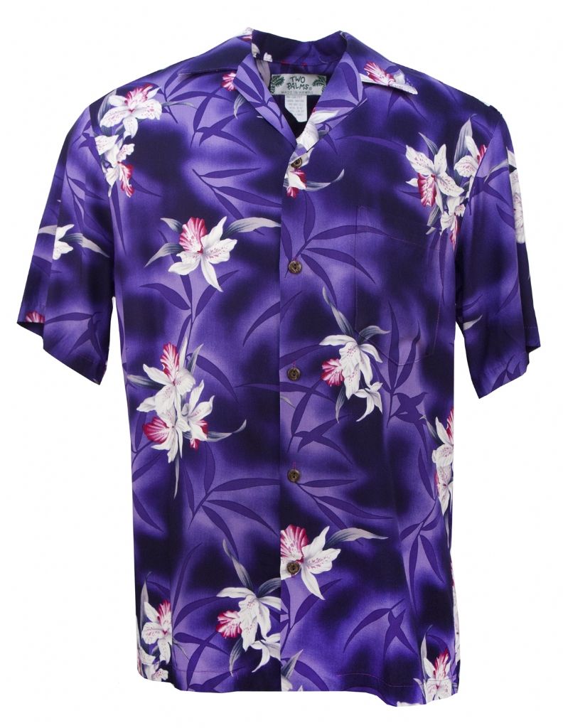 Two Palms Midnight Orchid Men'S Hawaiian Aloha Shirt In Purple{Size}