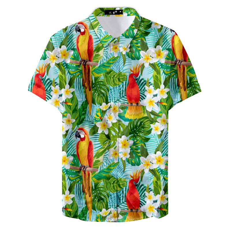 Summer Tropical Colorful Parrot Hawaiian Shirt{Size}