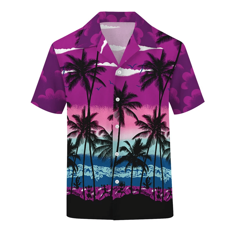 Summer Beach Palm Trees Aloha Hawaiian Shirt{Size}