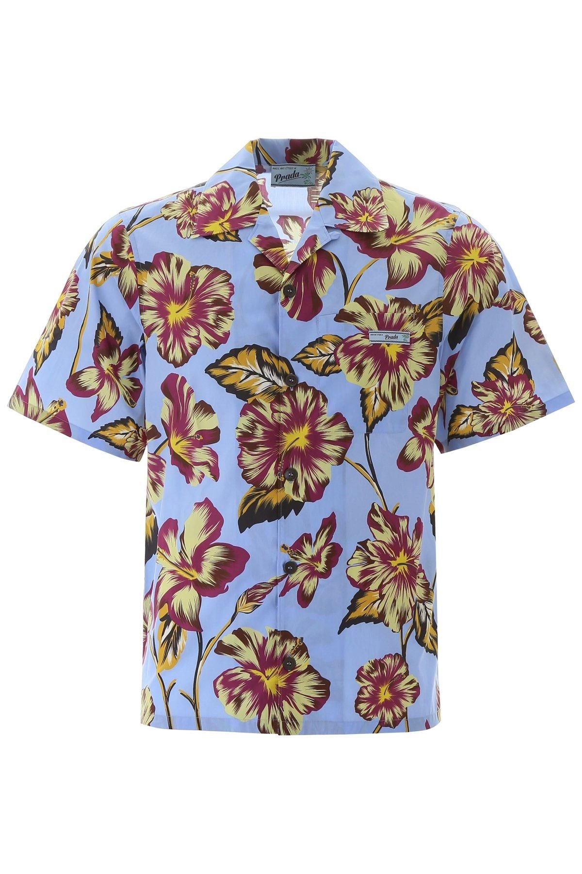 Tropical Yellow Purple Hibiscus Hawaiian Shirt{Size}