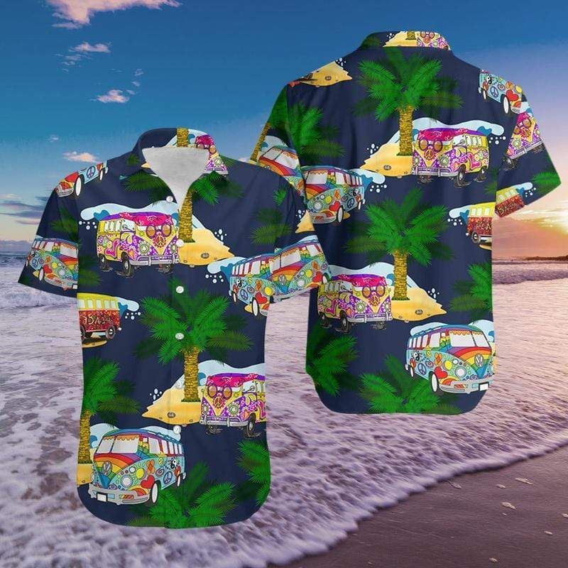 Shop Hippie Bus With Coconut Tree Hawaiian Shirts 1409H{Size}