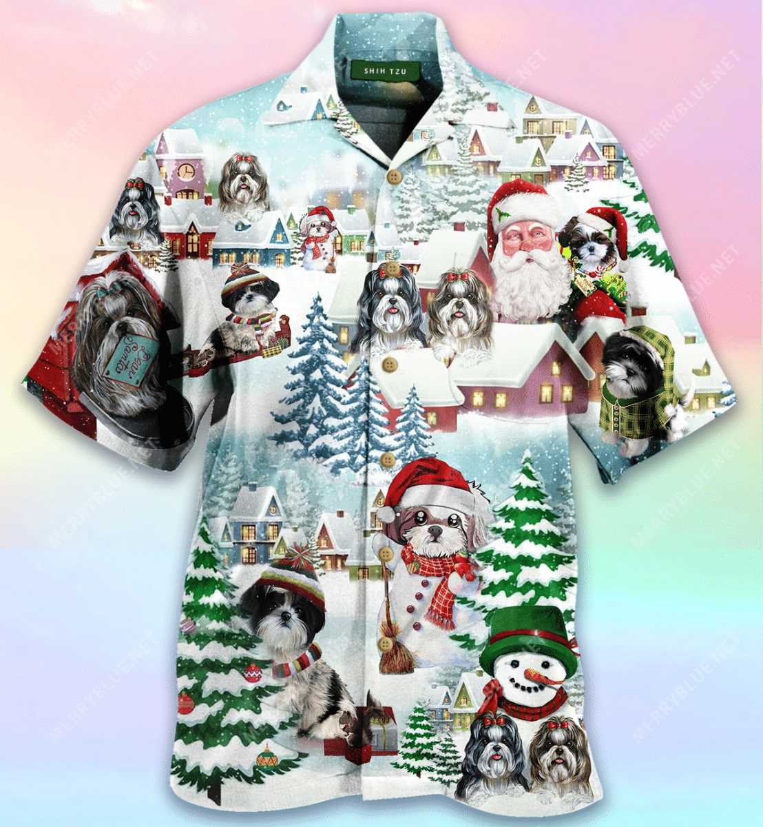 Shop We Shih Tzu A Merry Christmas Unisex Hawaiian Shirt{Size}