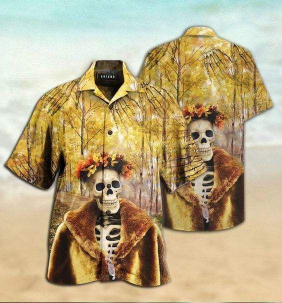 Shop Hawaiian Aloha Shirts Amazing Skeleton In Autumn{Size}