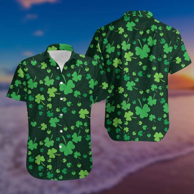 Simple Shamrock Saint Patrick'S Day Green Hawaiian Aloha Shirts{Size}