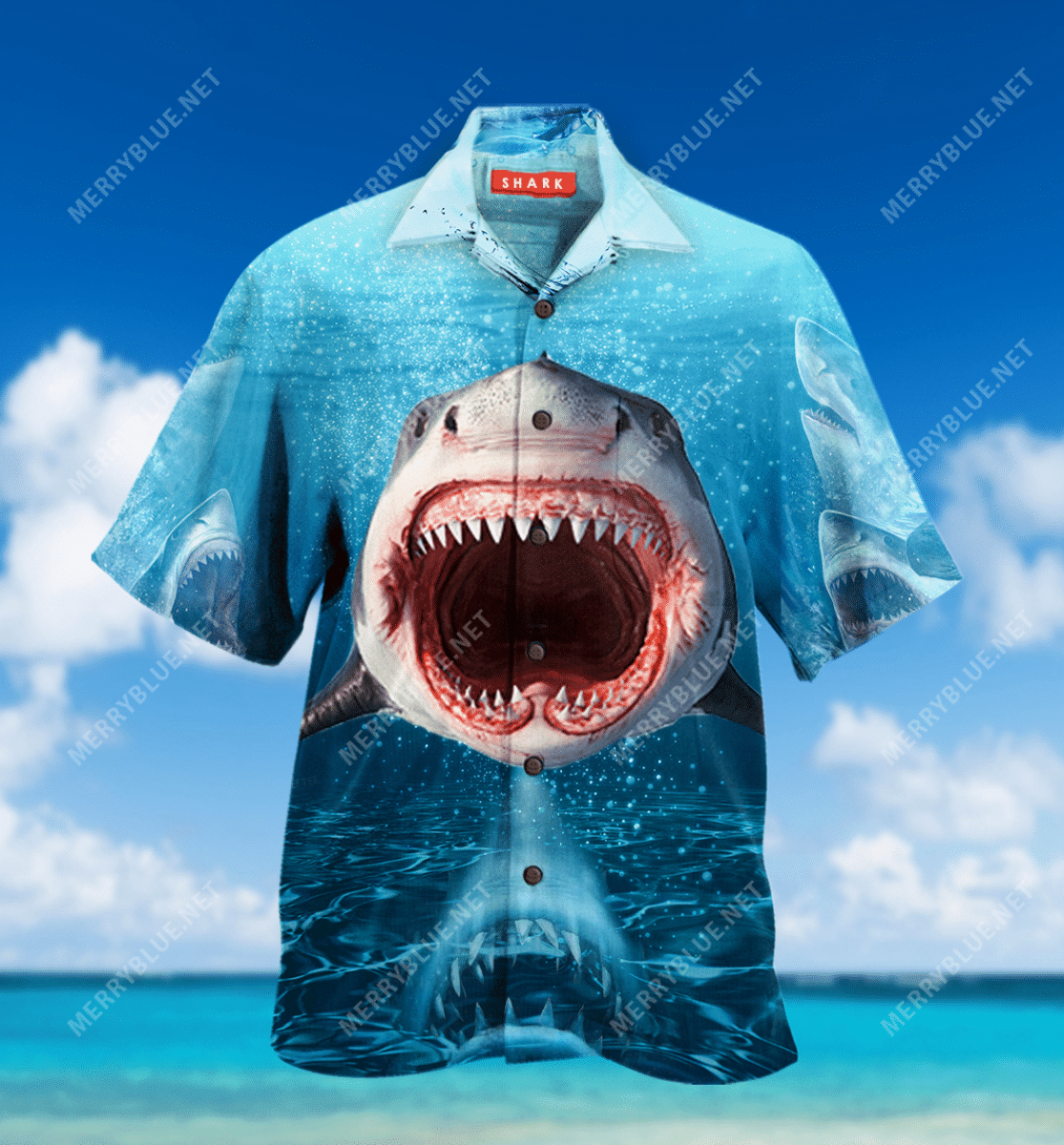 Shop Show Your Teeth Shark Hawaiian Shirt{Size}