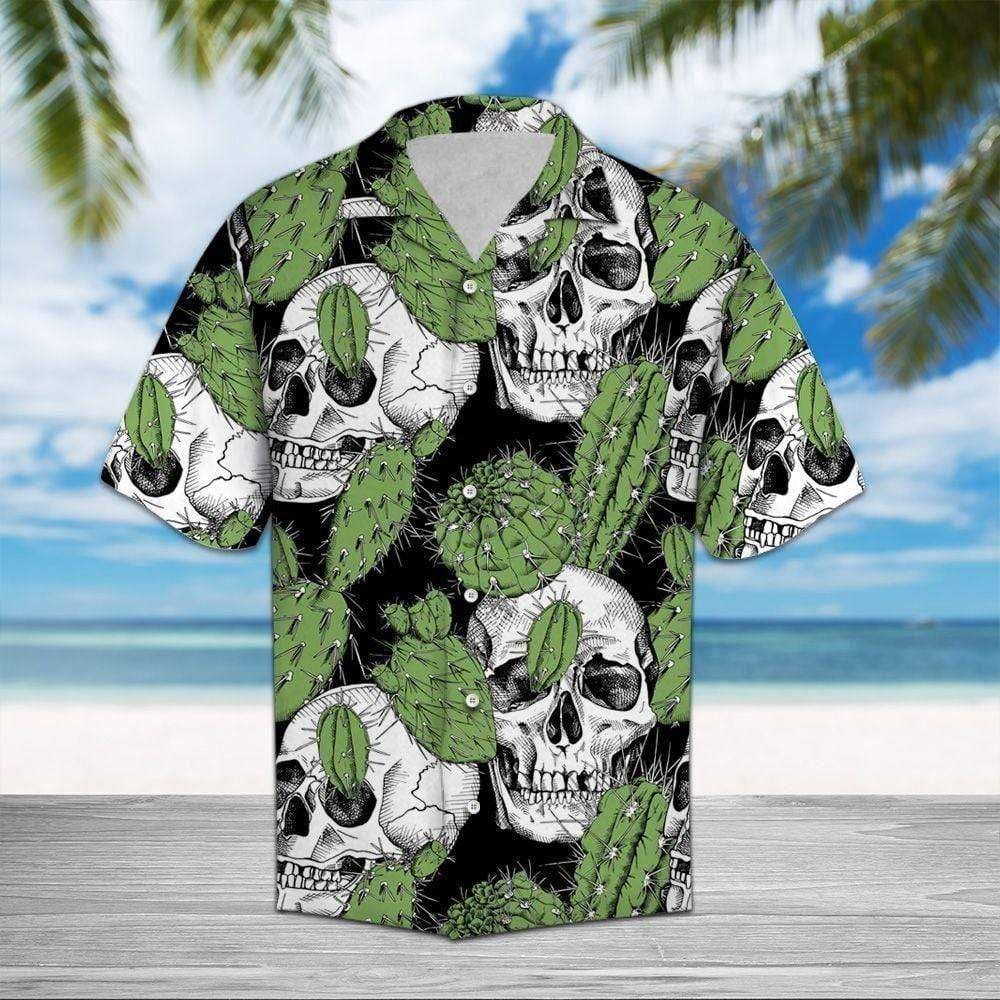 Skull Cactus Tropical Hawaiian Aloha Shirts{Size}