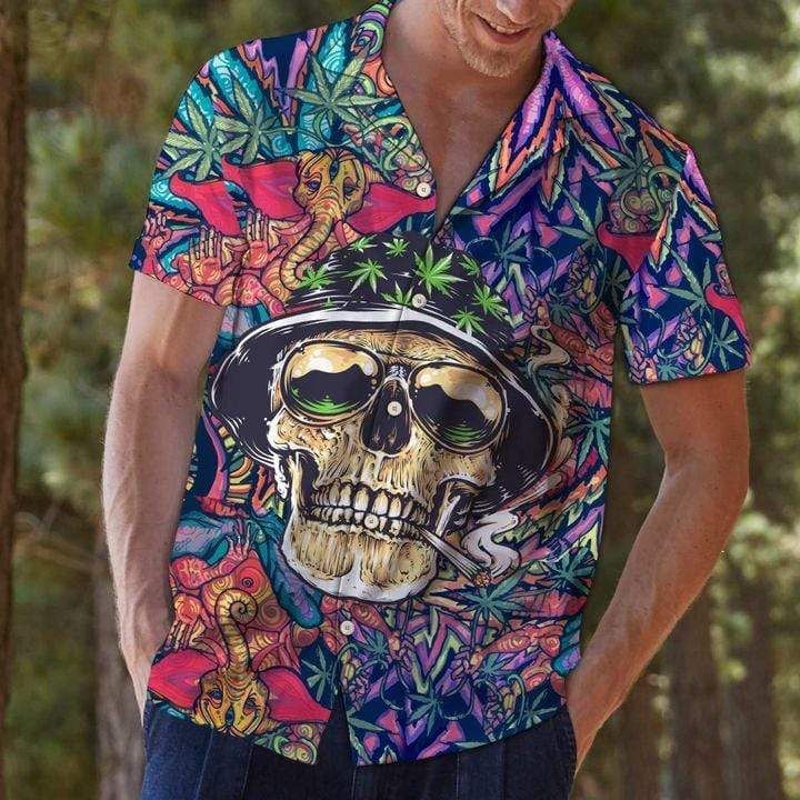 Skull Weed Tropical Hawaiian Aloha Shirts{Size}