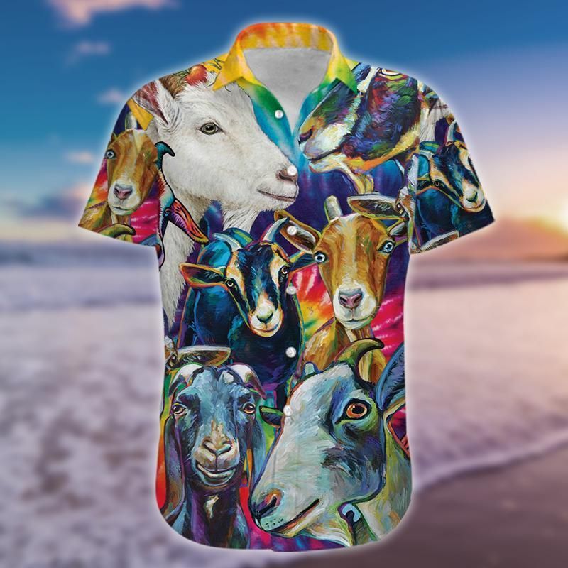 Shop Colorful Goat Art Farmer Unisex Hawaiian Aloha Shirts 130221H{Size}