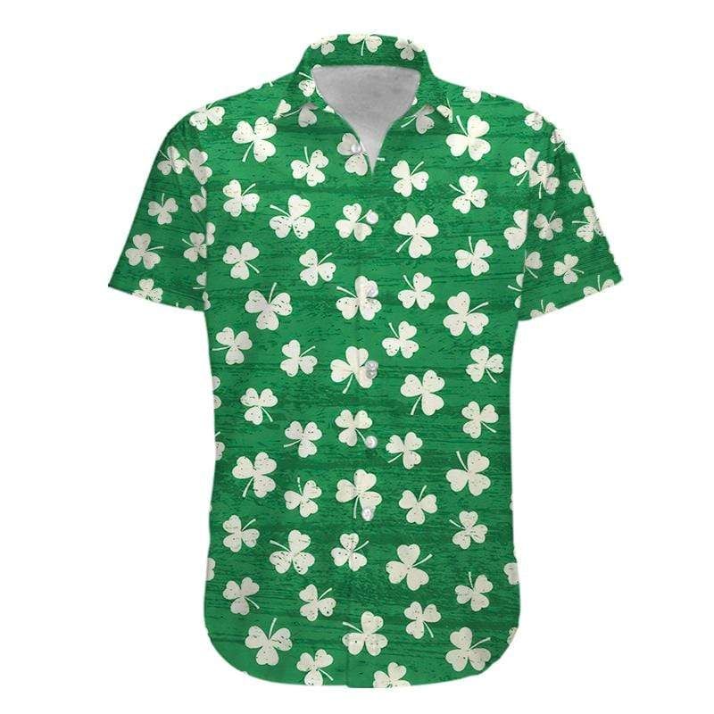 Simple Shamrock Pattern Saint Patrick'S Day Hawaiian Aloha Shirts{Size}