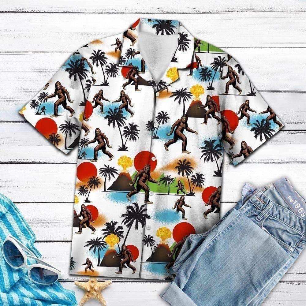 Sunny Bigfoot Summer Vibe Tropical Hawaiian Aloha Shirts{Size}