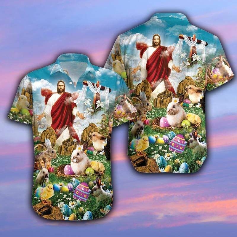 Shop Hawaiian Aloha Shirts Happy Easter Jesus Is Risen 80321L{Size}