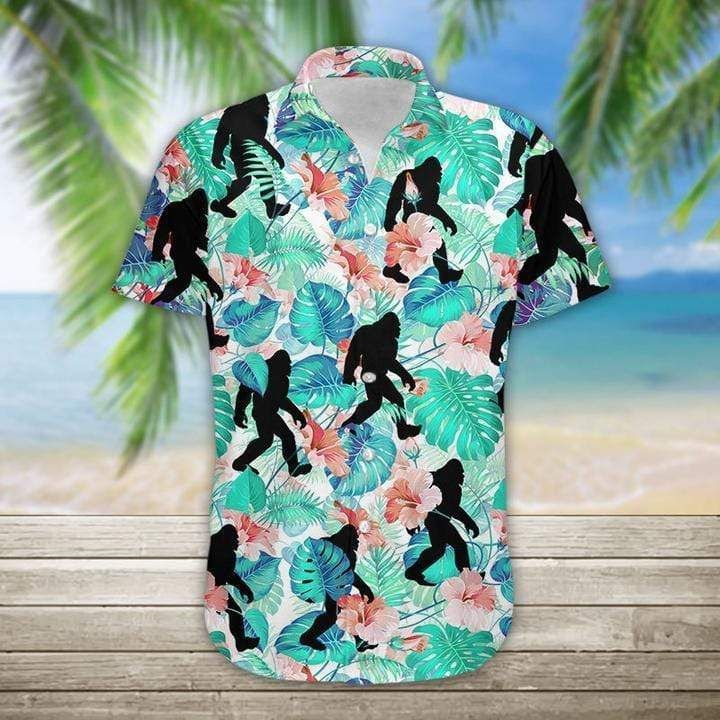 Simple Bigfoot Turquoise Hawaiian Aloha Shirts Dh{Size}