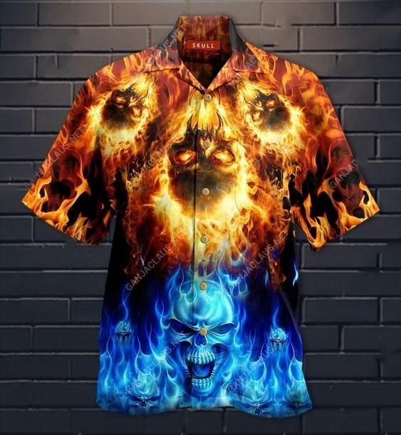 Shop Hawaiian Aloha Shirts Ice And Fire Skull{Size}