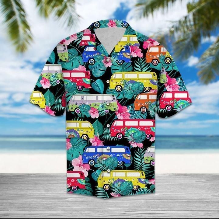 Shop Hippie Bus Jungle Palm Hawaiian Shirt{Size}