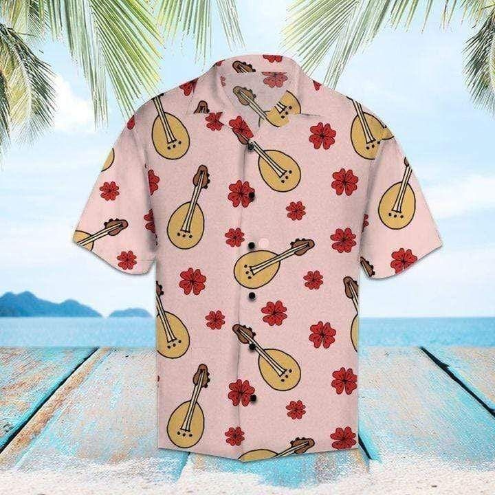 Simple Ukulele Floral Hawaiian Aloha Shirts Dh{Size}