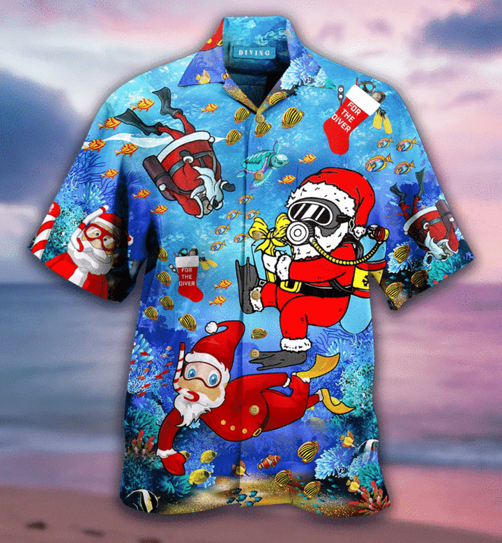 Shop Christmas Santa Claus Dives Hawaiian Shirt{Size}