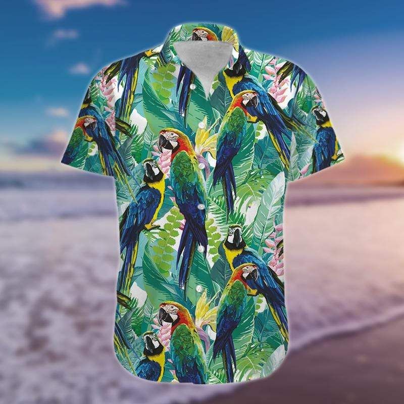 Tropical Parrots Hawaiian Aloha Shirts{Size}