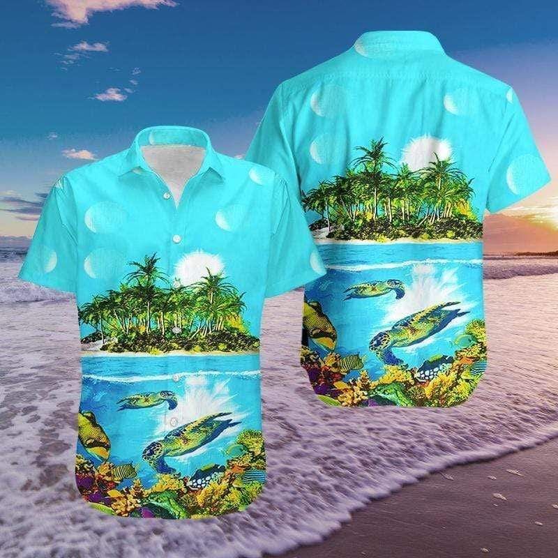 Tropical Turtle Island Hawaiian Aloha Shirts{Size}