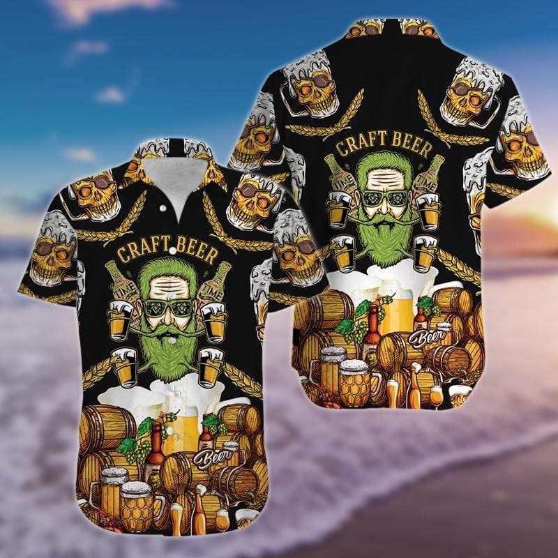 The Old Man And Skull Craft Beer Hawaiian Aloha Shirts H{Size}