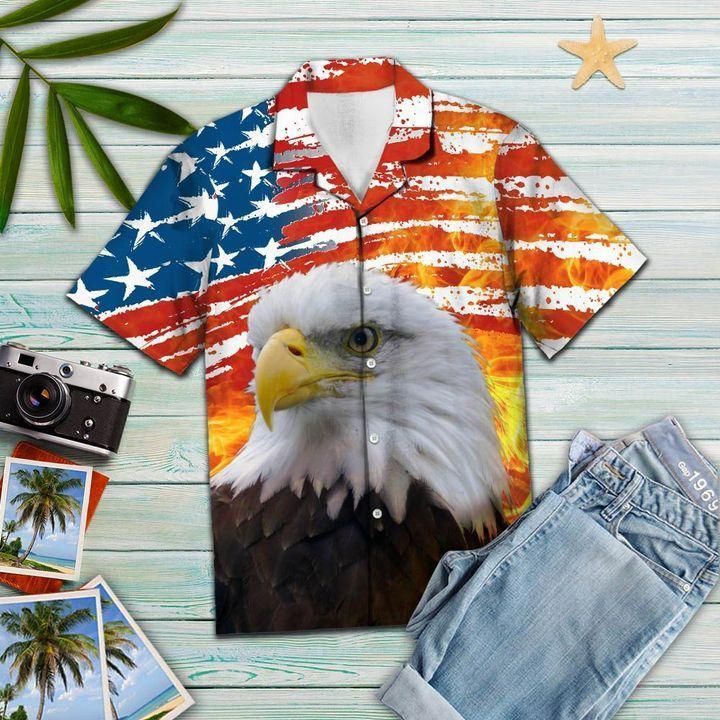 Shop Eagle Usa Flag Hawaiian Shirt{Size}