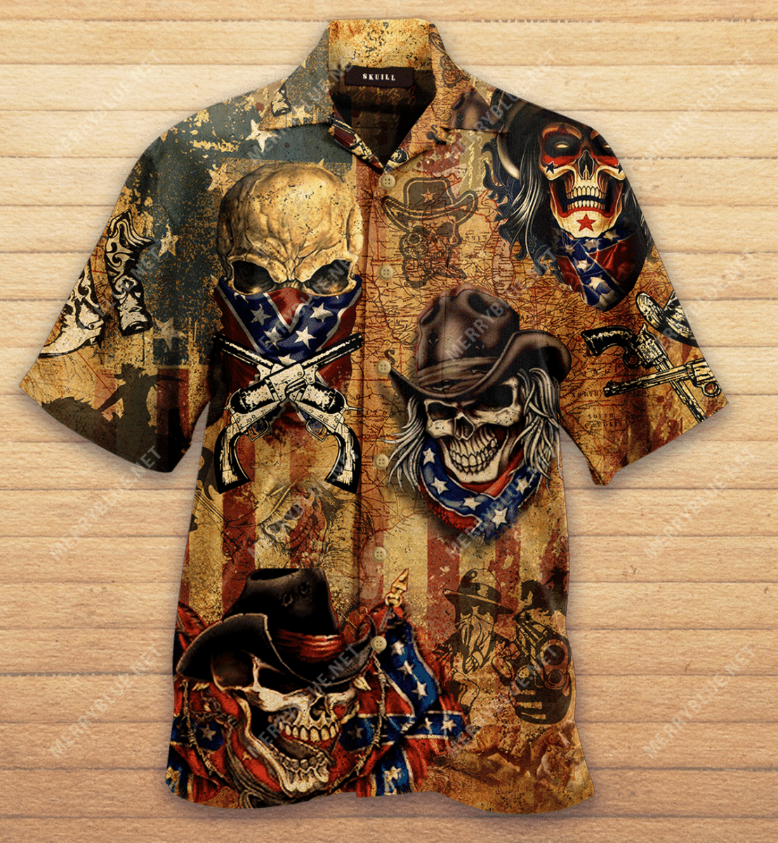 Shop Patriotic Skull Unisex Hawaiian Shirt{Size}